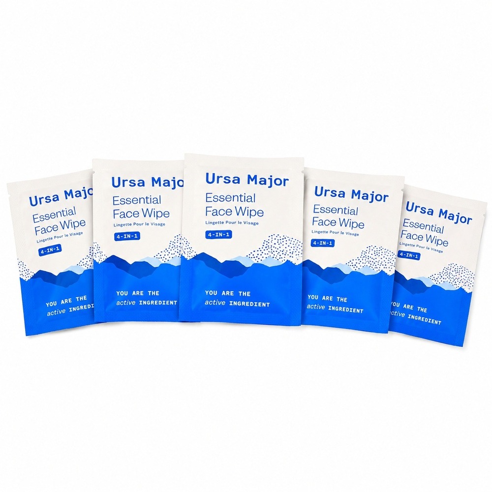 Ursa Major Essential Face Wipes 6 Pack 4-in-1 Cleansing Towelettes Travel Size